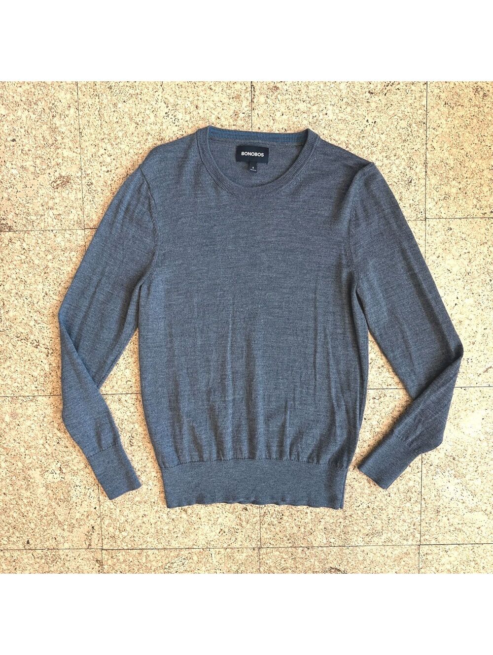 Bonobos Washable Merino Wool Crewneck Sweater Men's Small Gray BST01025N Office